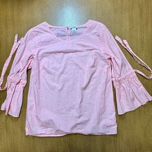J Crew Pink Bow Tie Wide Sleeve - Size Small